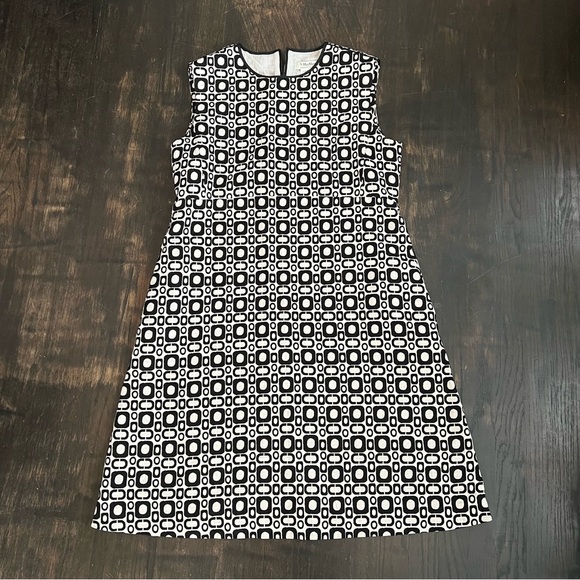 Max Mara Aosta Cotton Blend Minidress Geometric Black White Sleeveless Dress 12 - Picture 3 of 8